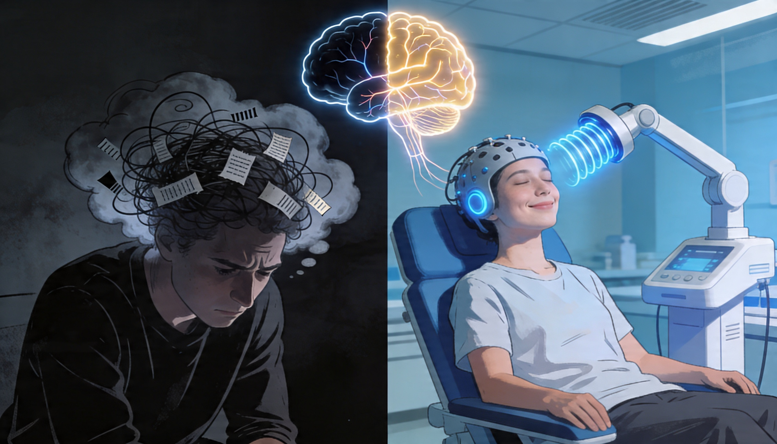 TMS and Esketamine treatment in Houston showing transformation from depression to recovery with advanced mental health care